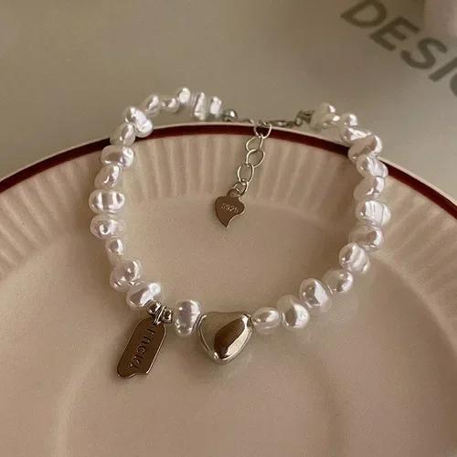 925 Silver Bracelets Heart Shaped Partial Pearls Knots Bracelet for Women Fashion Charm Bracelet Original Party Jewelry