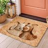 2D Flat Cute Goat Couple Woven Texture Flannel Door Mat Non Slip Farmhouse Animal Rug For Entryway Porch Floor Decor