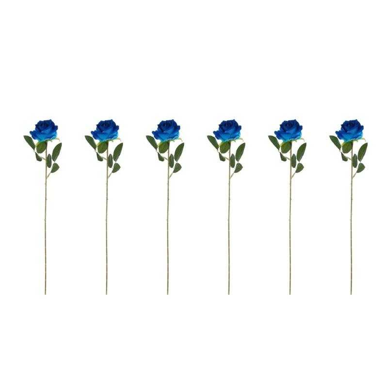 Practical Set of 6 Lifelikes Soft Flocking Fabric Roses Portable for Florals Arrangements and Special Gifts Daily Use