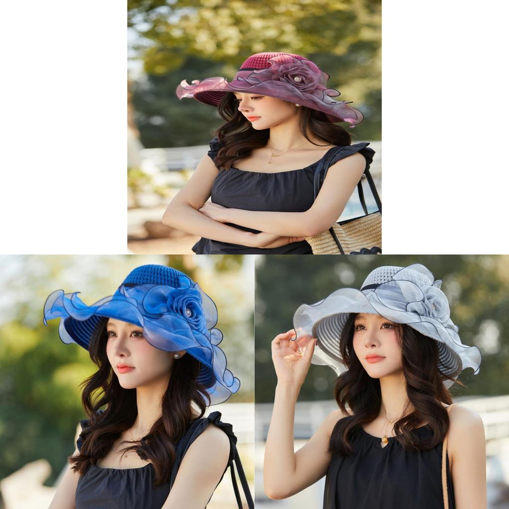 Summer Ladies Large Brim Sun Hat With Breathable Mesh For Beach And Travel