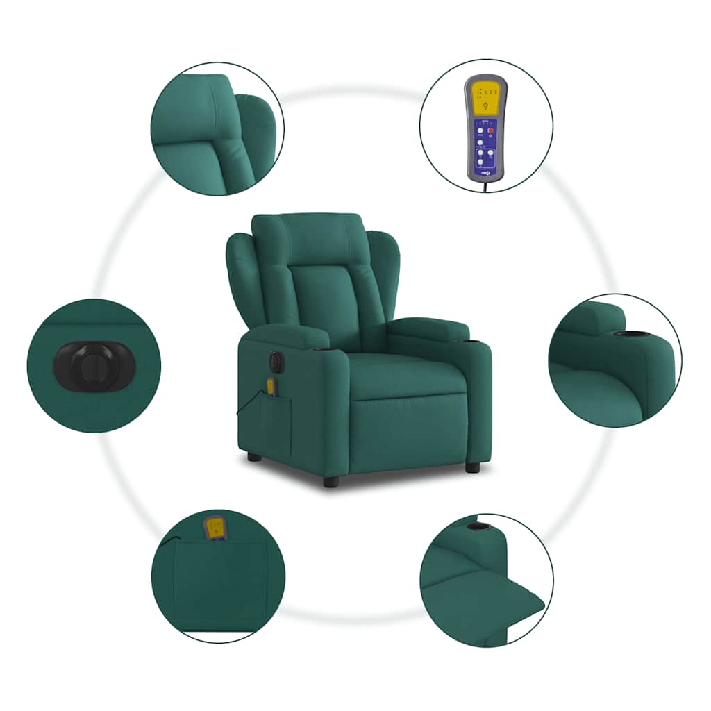 Electric Massage Chair Dark Green Fabric