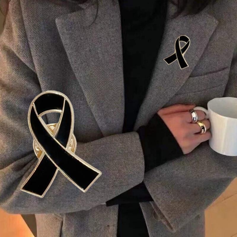 1/5/10 stk Sort Hvid Bånd Broche Begravelser Mindesmærke Pin Til Kvinde Mænd Metal Bånd Sørgebadge Jakkesæt Kjole Skjorte Tilbehør