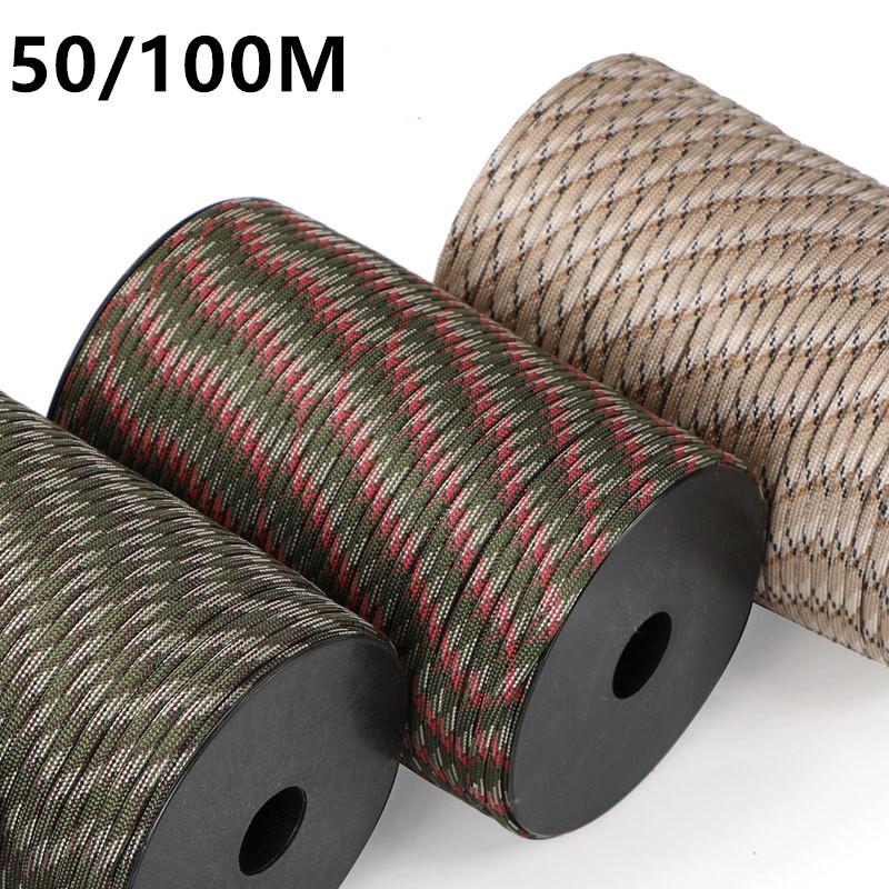 50M/100M 550 Militärstandard 9-Strängiges Paracord Seil 4mm Outdoor Fallschirmschnur Überlebens Schirmzelt Lanyard Riemen Wäscheleine