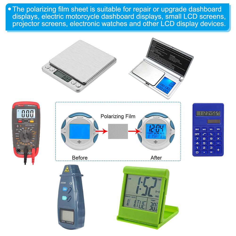 Polarizing Film Polarizer for LCD Display Repair, High Quality Clear Vision & Durable, Fits Watch/Multimeter/Calculator