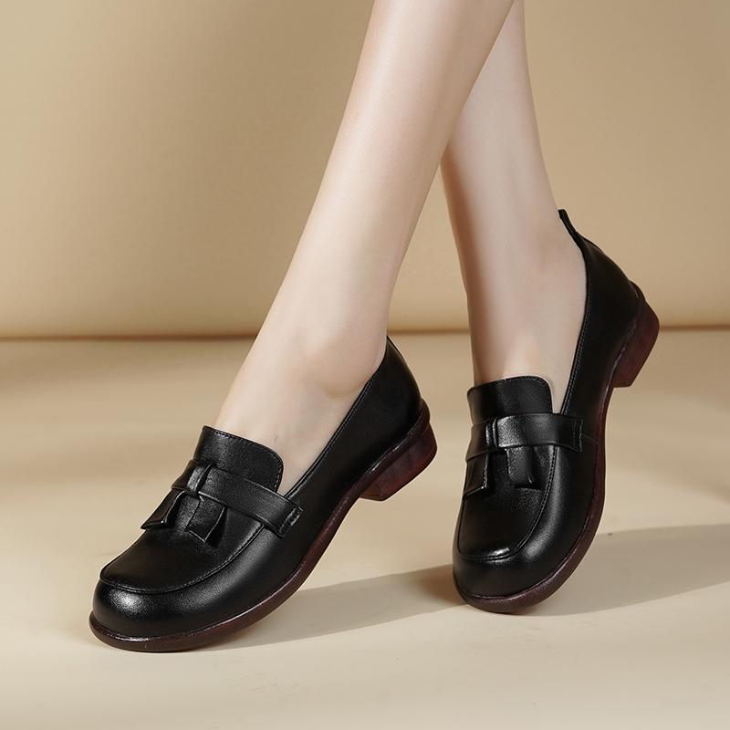 Fashion AIYUQI Loafers Women 2025 Spring New Genuine Leather British Style Women Shoes Slip-on Lazy Beanie Shoes Women