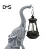 Elephant Solar Lamp Mother Child Elephant Sculpture with Light Waterproof Outdoor Decor Elephant Statue Solar Lights for Garden Lawn Yard