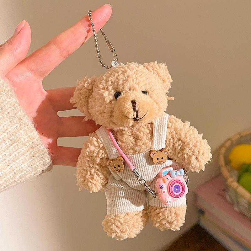 Cute Bear Plush Doll Pendant: Heart Backpack Charm for Girls