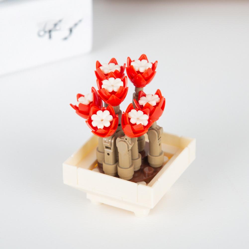 Compatible For Building Blocks Bouquet Diy Small Particles Mini Flower Potted Model Romantic Table Ornaments