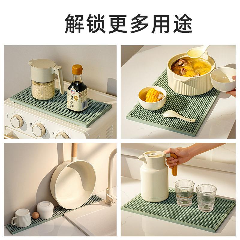 Folding Bar Counter Mat Silicone Water-draining and Heat-insulating Pills, Multi-sized Spliced Anti-slip Water-filtering Cup Mat