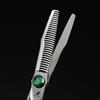 6.0-Inch Serrated Green Gem Hairdressing Scissors - Straight Shears with Antler Fishbone Design