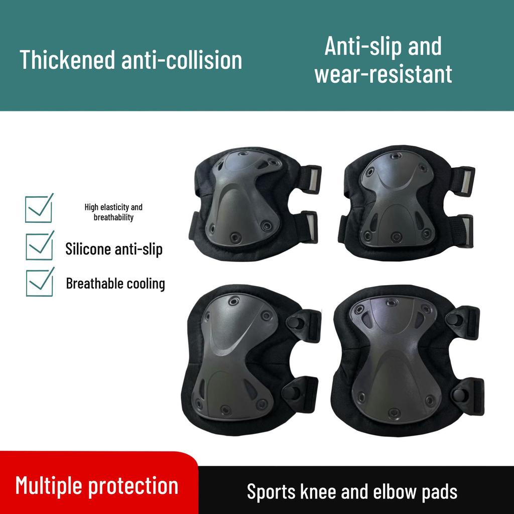 Taktisches Trainingsschutz-Set: Anti-Kollisions Knie- & Ellbogenschützer für Militär, Radfahren, Bergsteigen - 4-teiliges Set