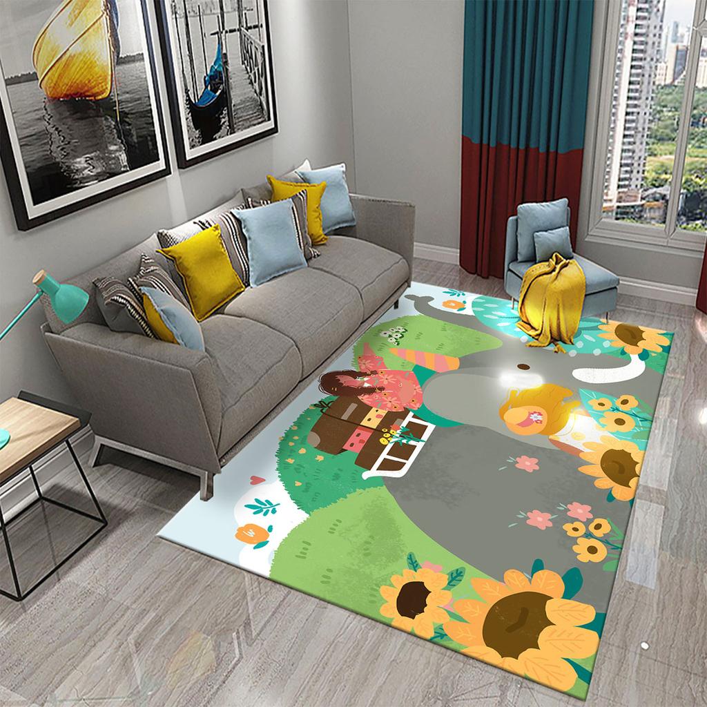 Cartoon Zoo Carpet Cute Animal Flower Rugs Kids Boys Bedroom Non-slip Play Area Mats Home Living Room Kitchen Decor Floor Mat