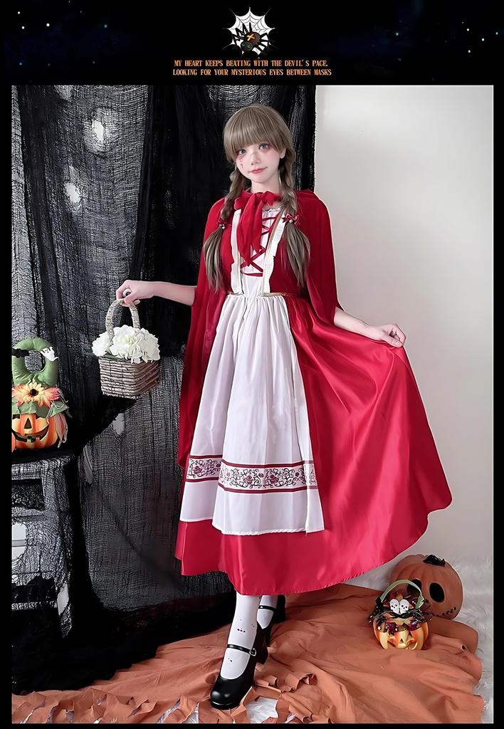 JUNDOMECY Halloween Cosplay Little Red Riding Hood Costume for Luxurious and Plus Size Outfit with Fairytale Character Costume for Cultural Stage and
