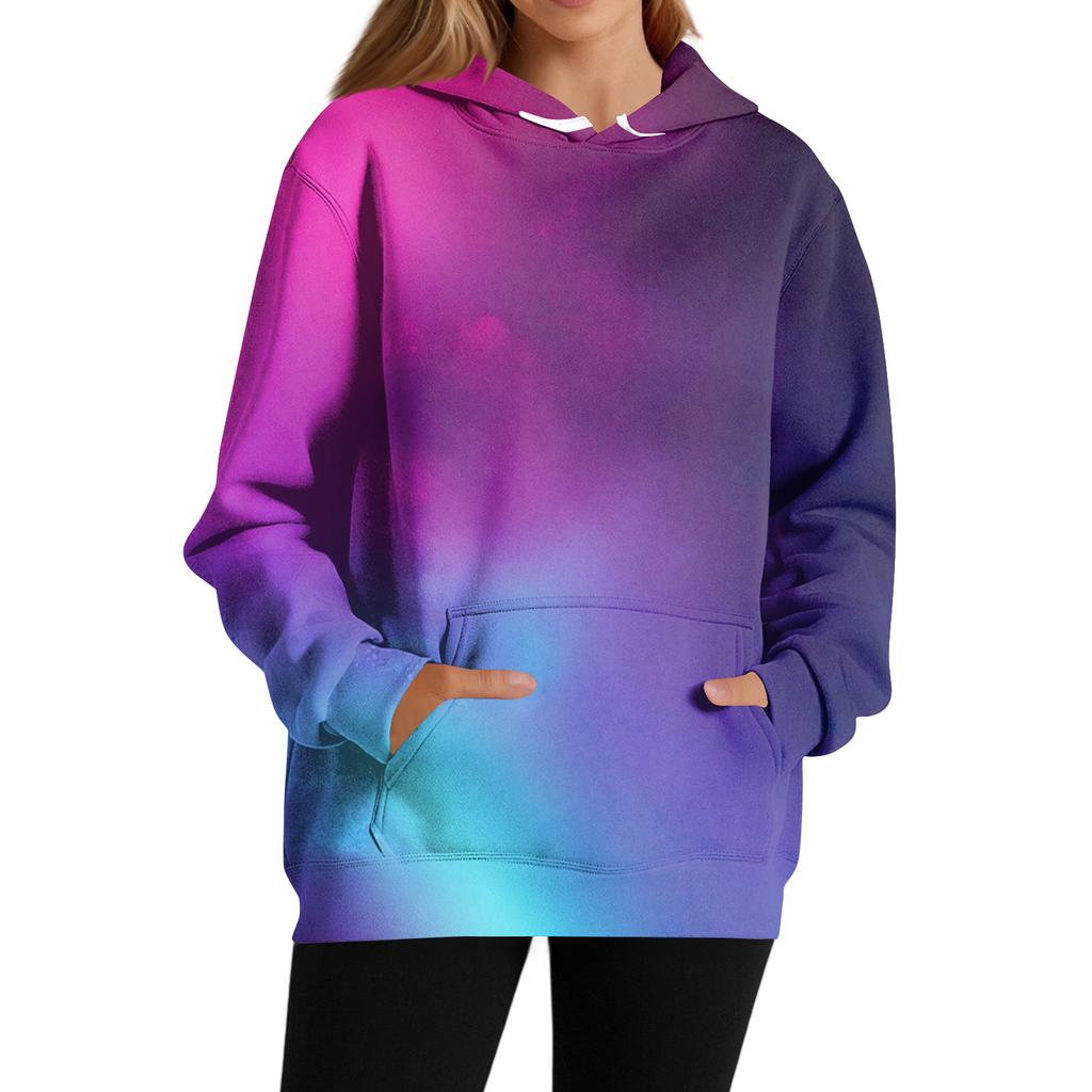 Women's Fashion Daily Versatile Casual Crewneck Sweatshirts Graphic Daily Long Sleeve Gradient Patchwork Printed Top Sweatshirts