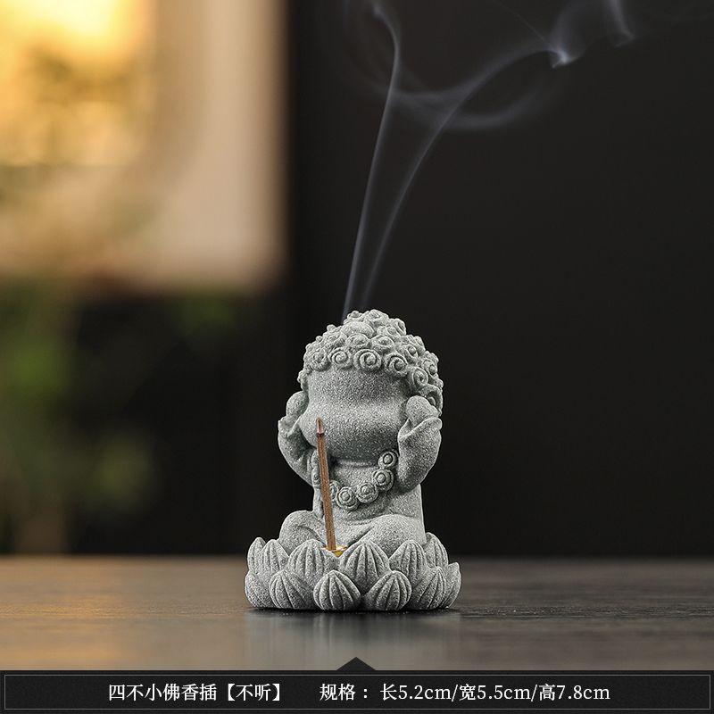 Four Not Small Buddha Incense Insert Tea Pets Household Zen Desktop Chinese Blue Sand Stone Ornament Living Room Indoor Seat