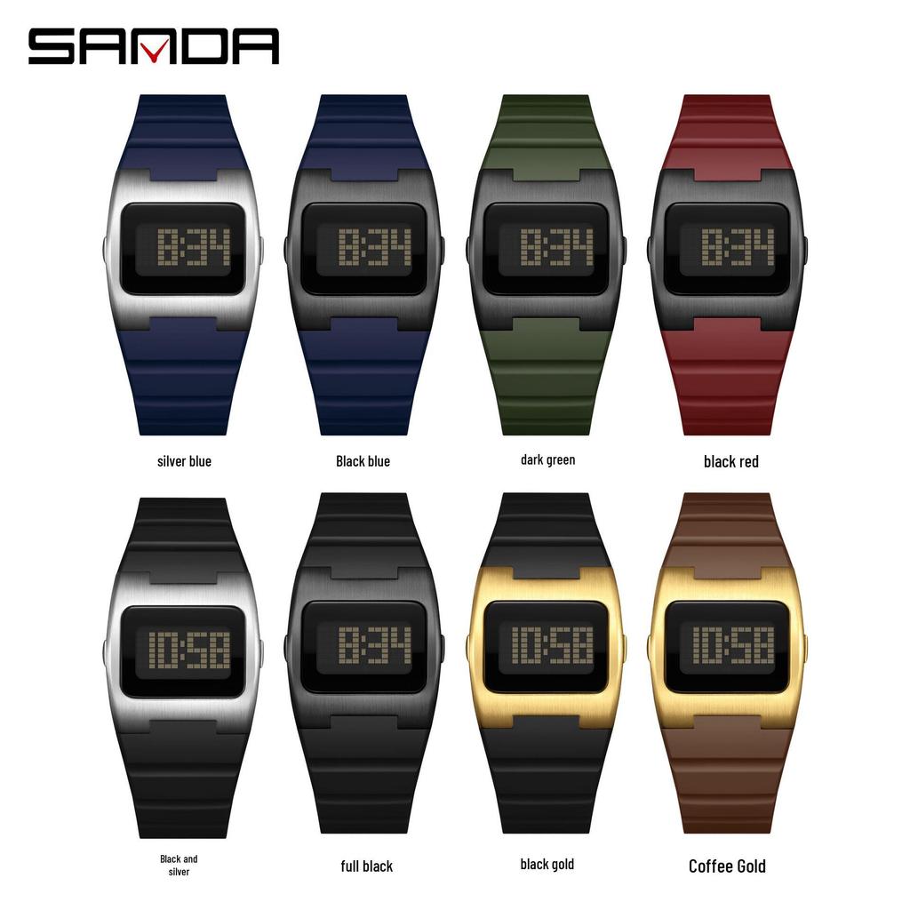 Sanda Retro Y2K Waterproof Square Wristwatch with Alarm - Unisex Multifunctional Design