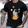 Men Astronaut Graphic T-Shirt Casual Crew Neck Short Sleeve Breathable Polyester Tee with Space Design Men Clothing