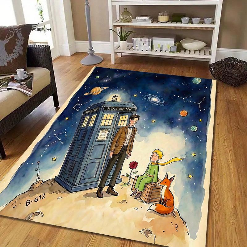 Doctor Who2 Flannel Pattern Square Carpet,Area Rug,Carpet Rug for Living Room Bedroom Sofa Playroom Decor,Non-slip Floor Mat