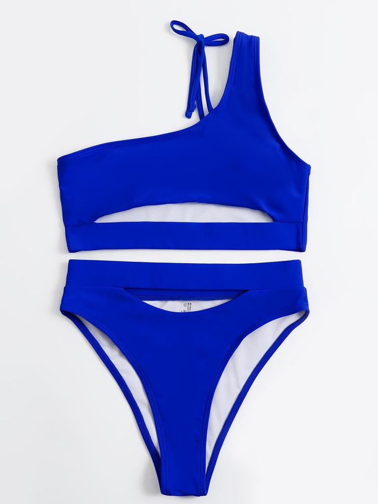 Women's Solid Color Sexy Cutout Split Swimsuit Bikini YW09