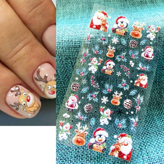 1 Sheet Snowflakes Pattern Nail Sticker Embossed Paper Smooth Surface Nail Polish Stickers