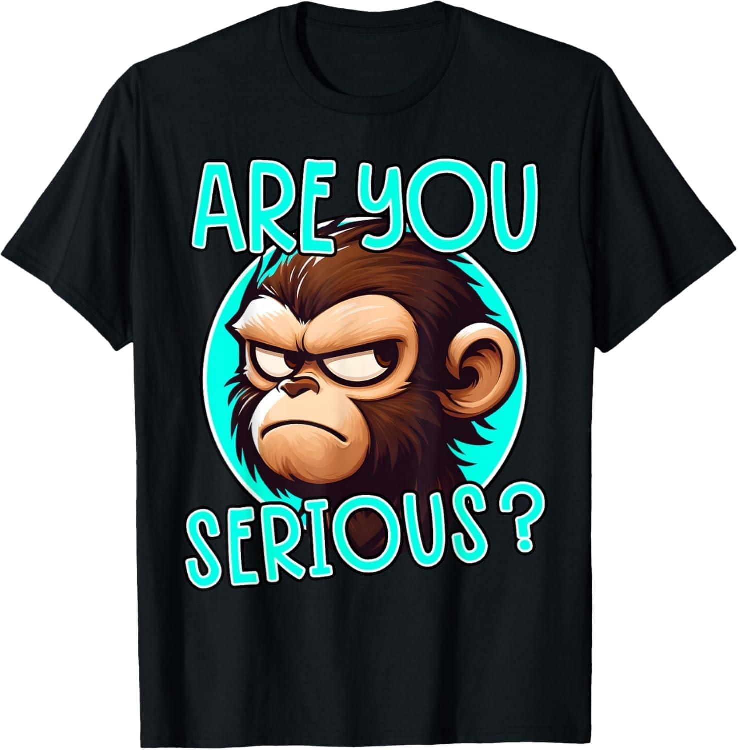 JVDRRY are You Serious Grumpy Funny Monkey Meme Humor T-Shirt XXXXXL чёрный
