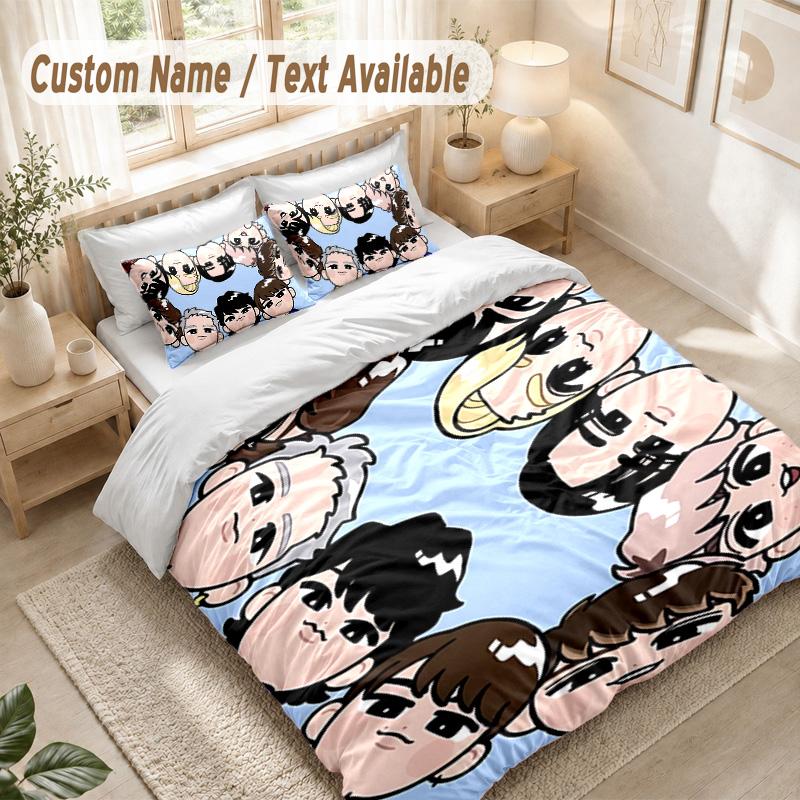 Snowman Bedding Set, 1 Duvet Cover & 2 Pillowcases Soft Comfortable Bedroom Home Textile Decor
