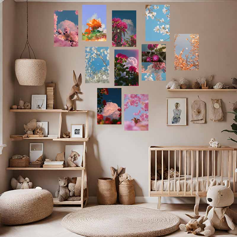 10/30PCS Colorful Flower Moon Wall Collage Kit Interior Paintings Room Study Decoration Mural DIY Decorative Posters Aesthetic