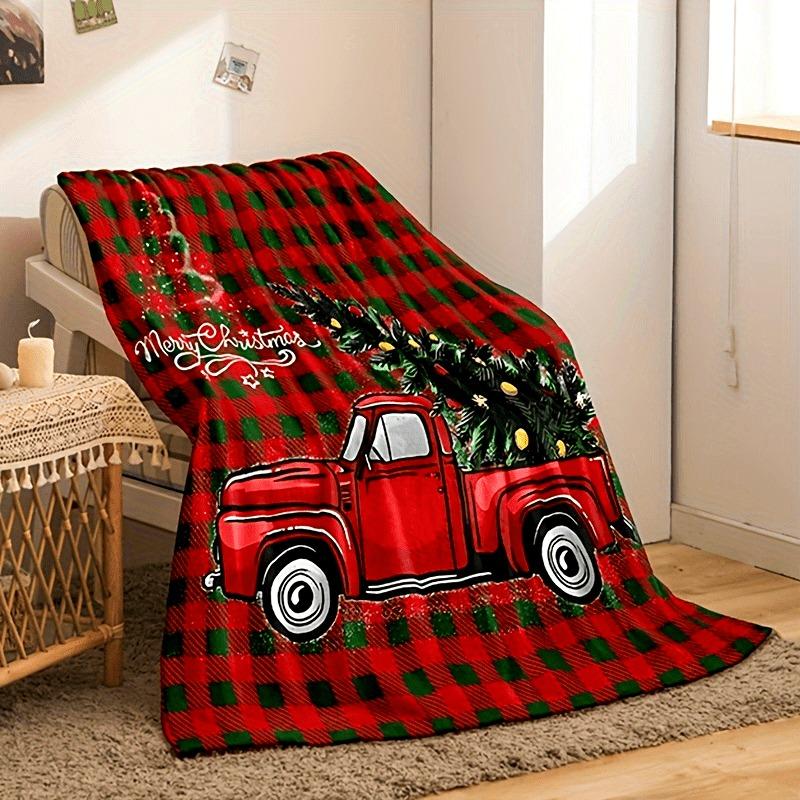 Christmas Stocking & Gift Pattern Throw Blanket, Festive Home Decor Blanket