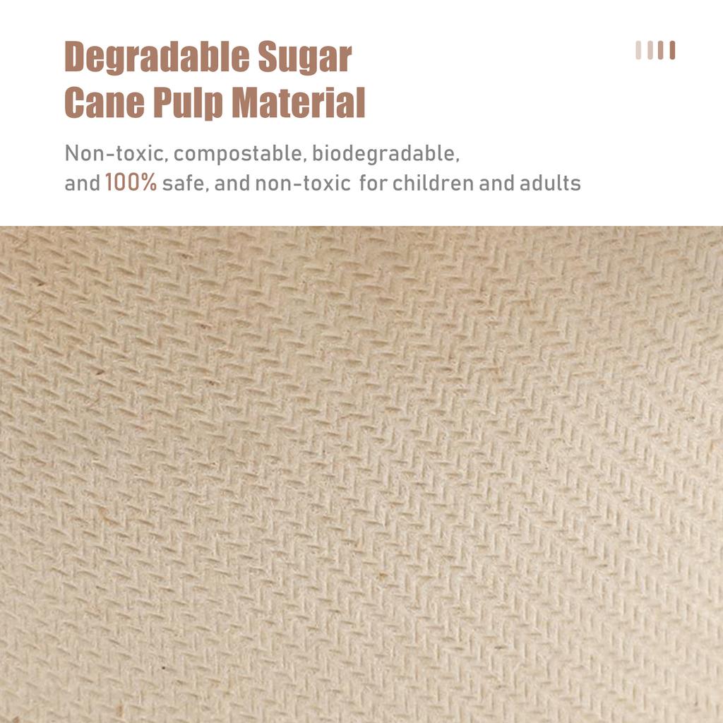 50PCS Disposable 500mL Bowls Disposable Compostable Paper Tableware Set Ecological Degradable Dinnerware for Birthday Barbecues Camping Picnics Party