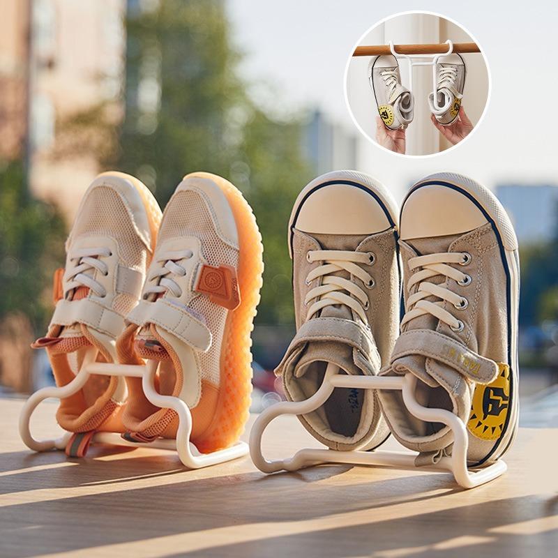 2Pcs Multi-Purpose Shoe Rack Double Hooks for Household Balcony Storage Sunshine Drying Shoes Organizer Home Essentials