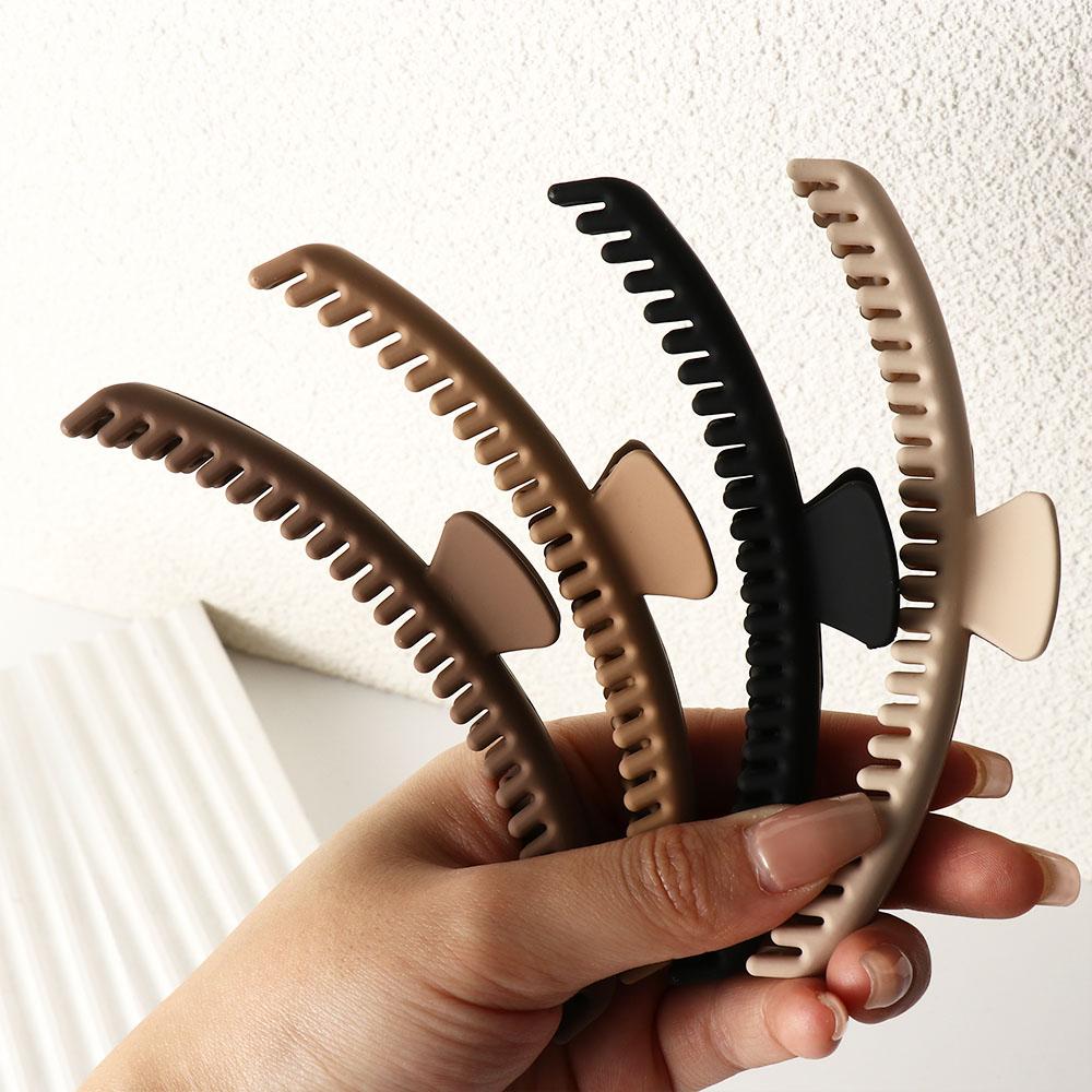 Fashion Large Matte Claw Clip Acrylic Korean Style Thin Shark Clip Ponytail Clip Solid Color Geometric Hair Claw Face Washing