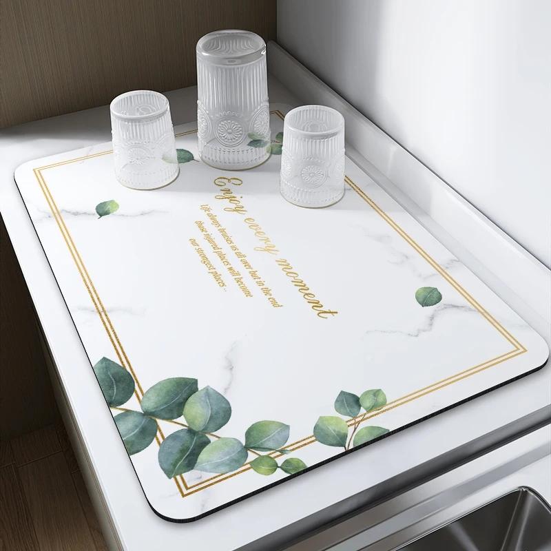 

Коврик для сушки посуды Супервпитывающий Поддон для слива Быстросохнущий Кухонный коврик для кофемашины Противоскользящий Кухонные принадлежности для дома Домашний декор 20x30cm