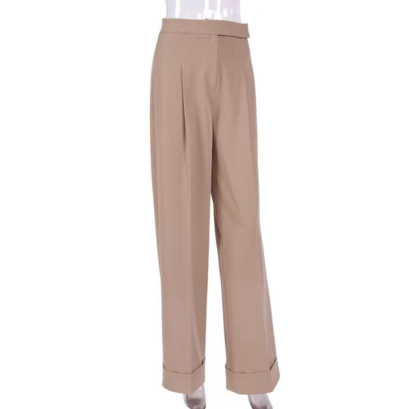 

2022 New Loose High Waist Pocket Comfortable Wide Leg Pants Khaki L