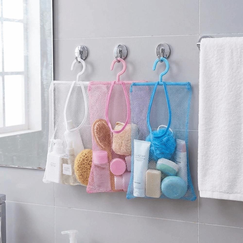 3PCS Space Saving Mesh Storage Basket Quick Dry Clothespin Mesh Bag for Kitchen