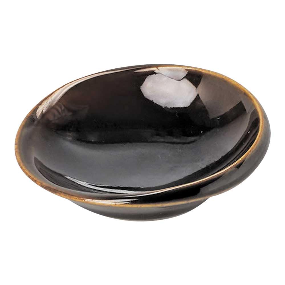 Yamaco Ceramic Small Amber x 27979 Lotus-Shaped Plate, Glaze, 6.5 H2.2(1.7)cm,