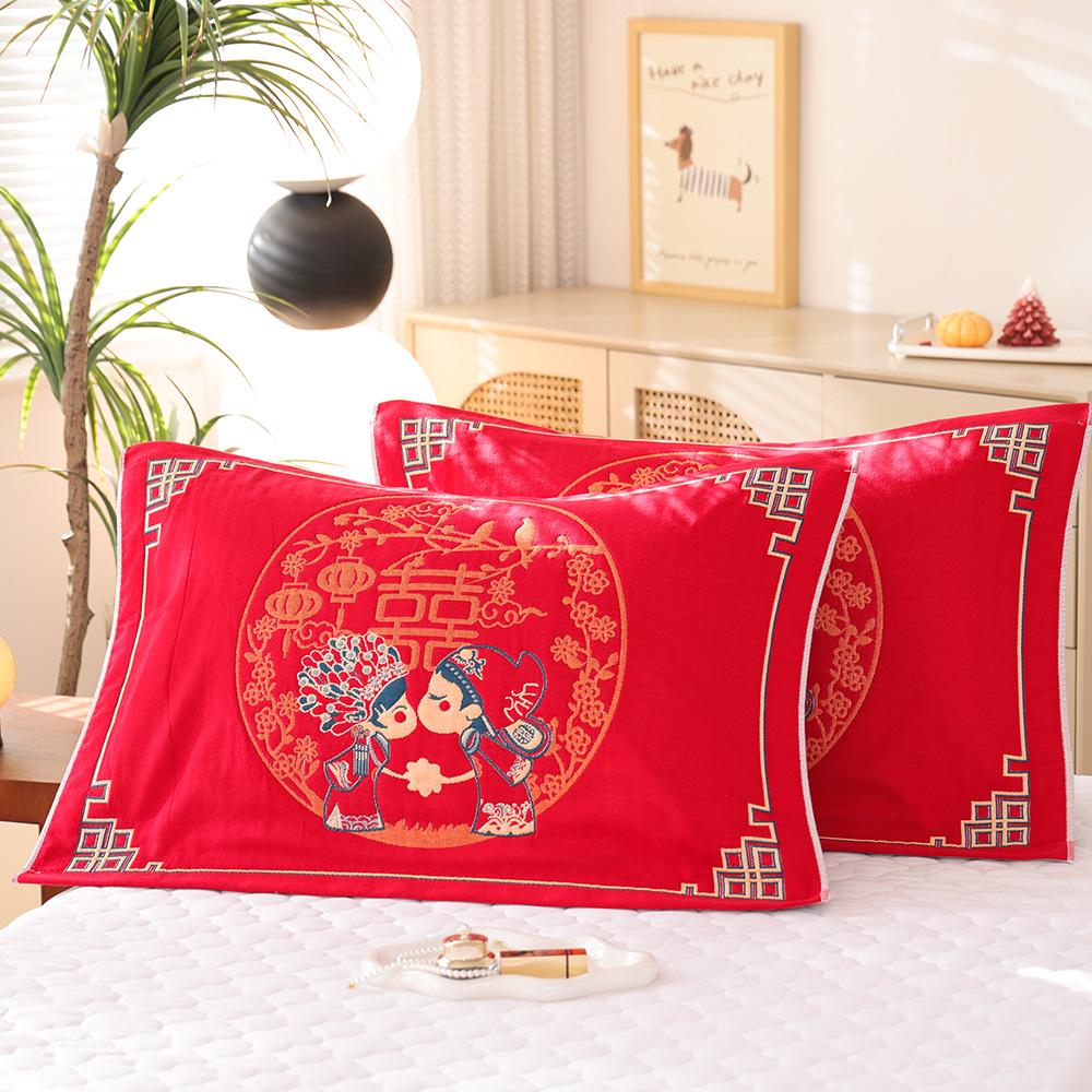 Par de Fronhas de Algodão Antiderrapantes - Design Festivo Vermelho, Absorventes de Suor, Anti-Queda, Frete Grátis