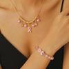 Red Ribbon Breast Cancer & AIDS Awareness Jewelry Set: Necklace, Nurse Bracelet, Badge