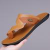 Tongs pour Hommes Pantoufles en Cuir Noir Chaussures Plates Simples Été Blanc Extérieur Marron Bout Ouvert Chaussures de Plage Grande Taille