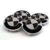For BMW Black & White Carbon Center Hub Alloy Wheel Caps 68mm Set Of 4 PCS