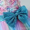 Kayiyasu Rainbow Sequin Bow Floral Round Perfect for Piano Kindergarten Entrance and Ages Rainbow Pink Girls' Dress, Neck, Recitals, Ceremonies,