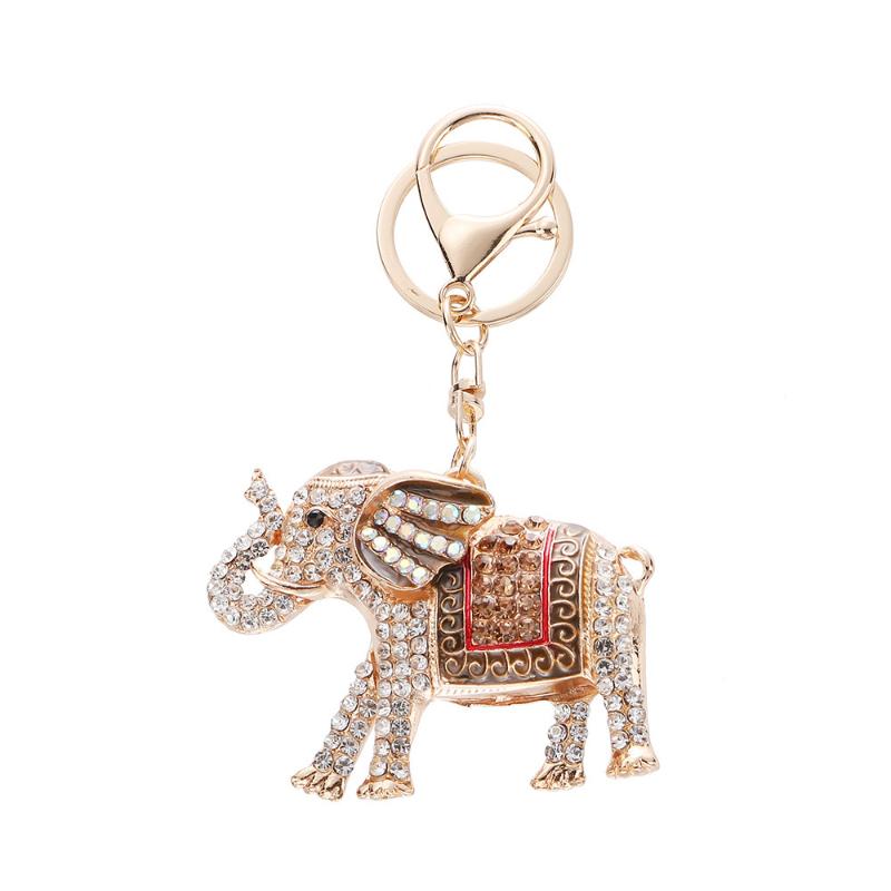 Fashion Rhinestone Elephant Keychains Cute Animal Keyrings Car Key Chain Women Bag Charm Pendant Jewelry