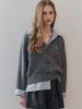 MAXZA Striped Shirt Layered V-Neck Knit