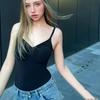 Sweetown Bez rukávů Vypasované Řasení Vypasované Sexy Body na špagetová ramínka Pro ženy Černá Jednobarevná Jednoduchá Základní Dovolenková Tílko