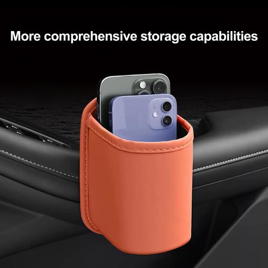 Car Storage Rack Leather Texture Waterproof Car Door Side Organizer Multi-Functional Vehicle Cup Holder Storage Box for Phone Keys Water Bottle Fit