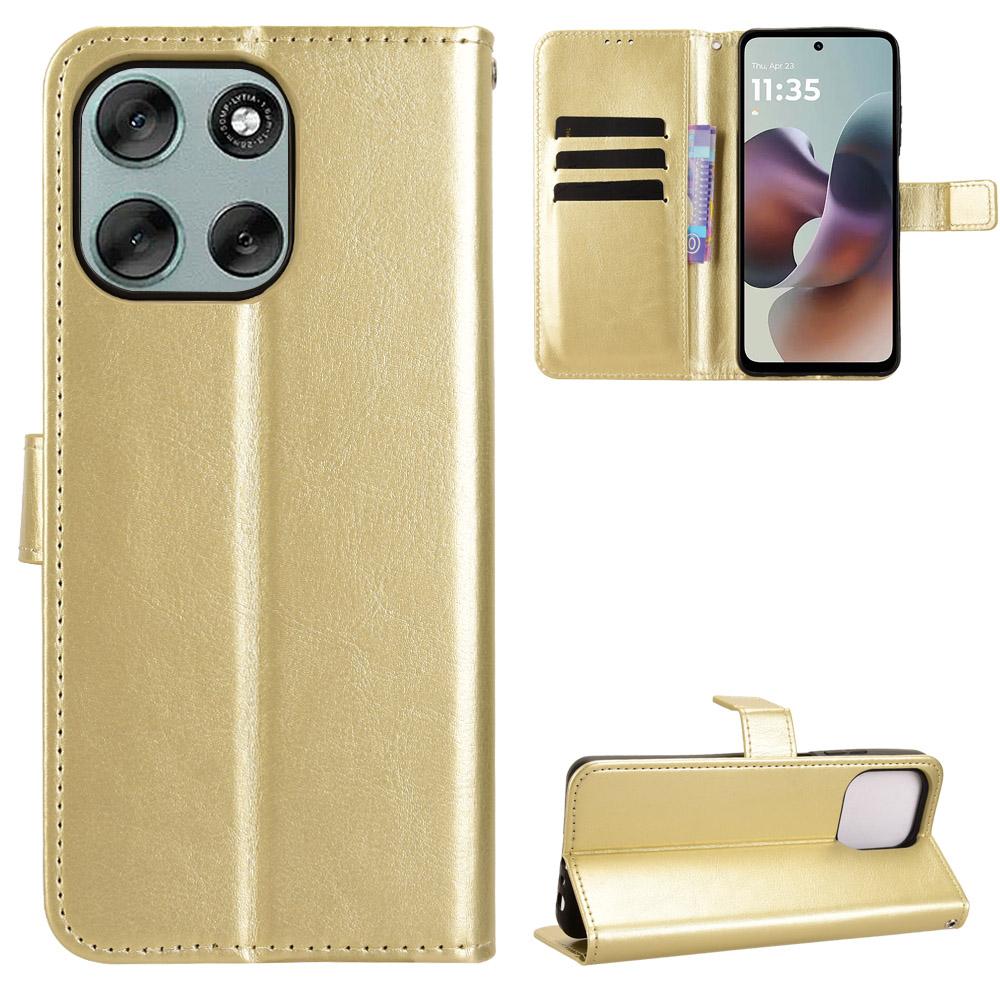 For Motorola Moto G56 5G PU Leather Case with Strap Crazy Horse Texture Phone Wallet Cover