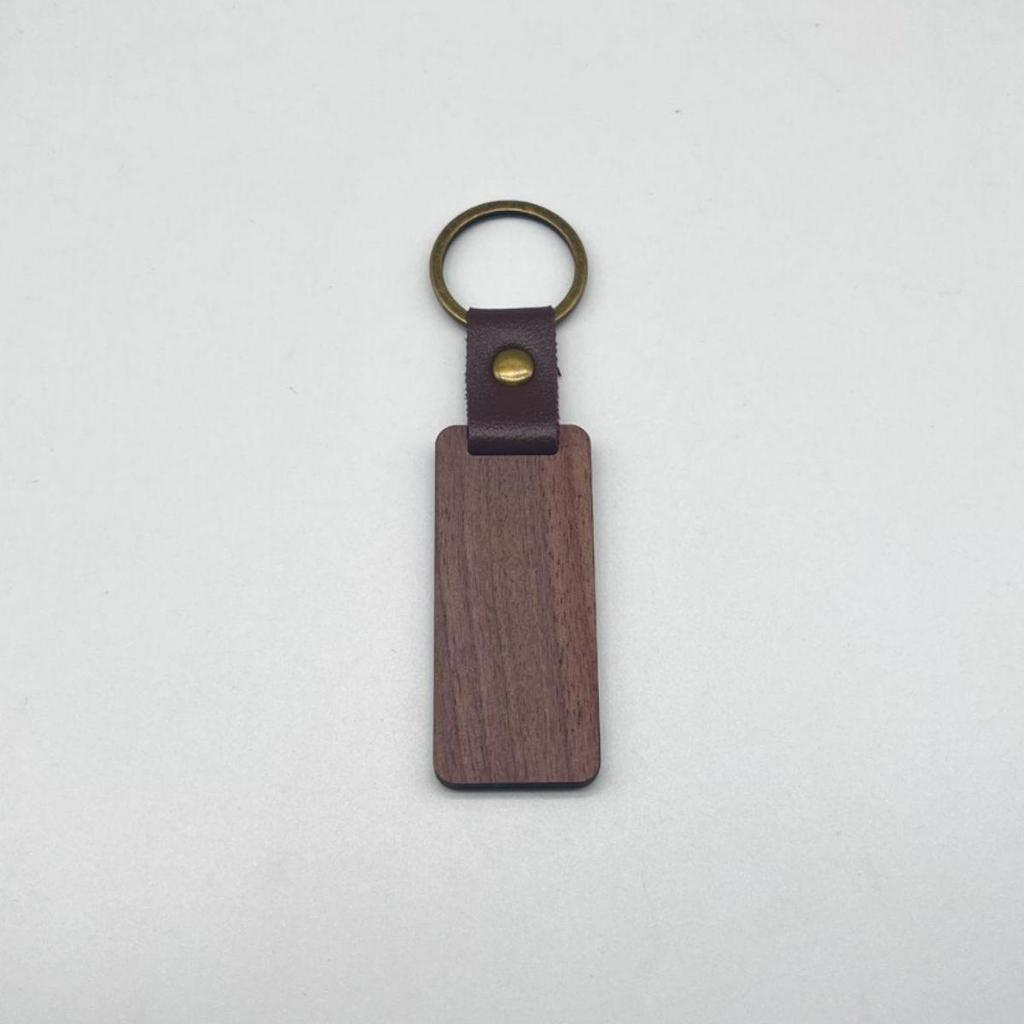 Creative Beech Wood Car Pendant & Leather Keychain with Laser Engraved Walnut Wood Logo