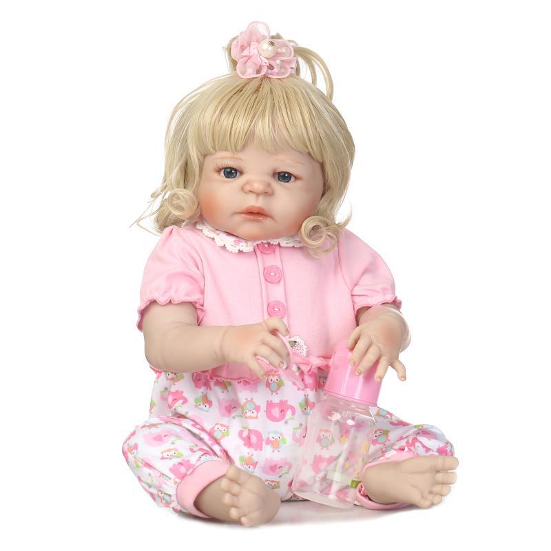 Realistic Silicone Baby Doll - Popular Girls Play Toy & Christmas Gift 57 cm розовый