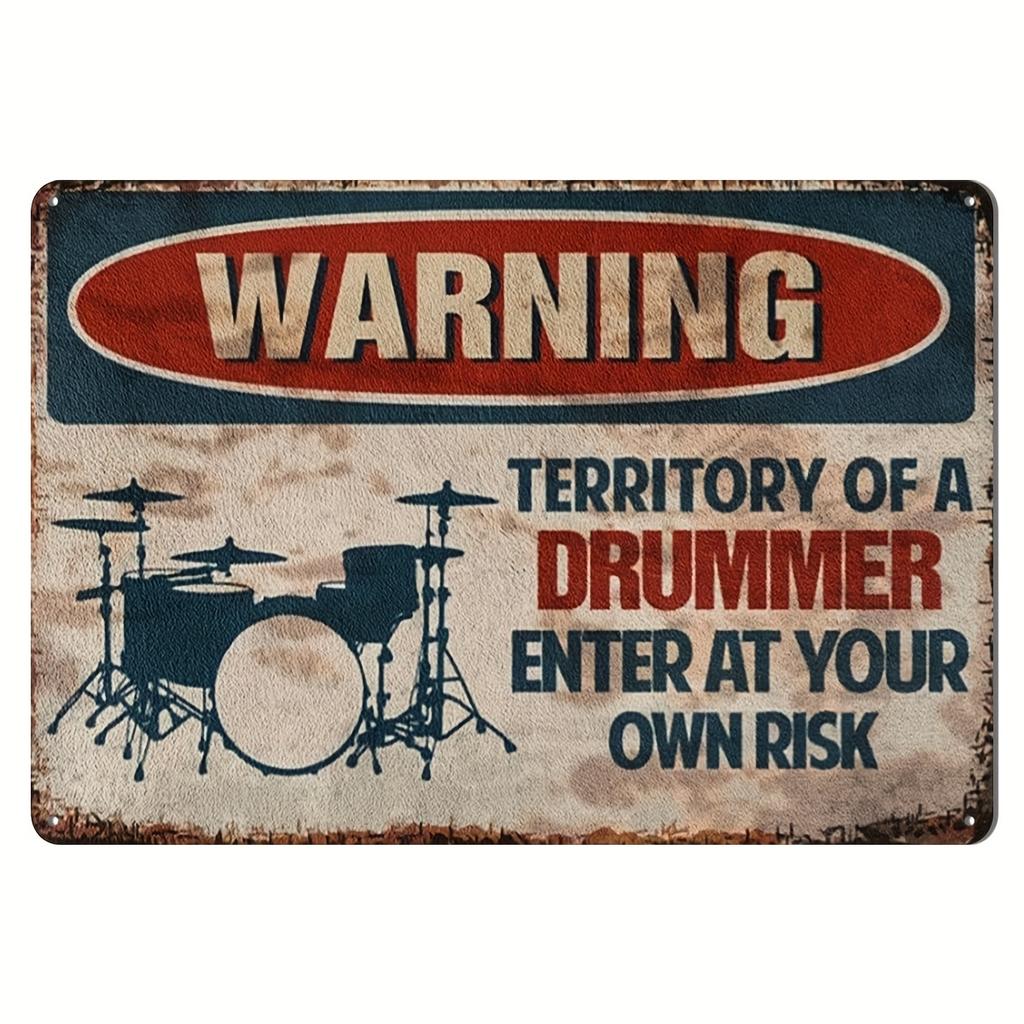Vintage Schlagzeuger Anhänger Metall Blechposter Schlagzeug Metall Blechschild Poster Platte für Schlagzeuger Café Garage Fitnessstudio oder Boxclub Dekor
