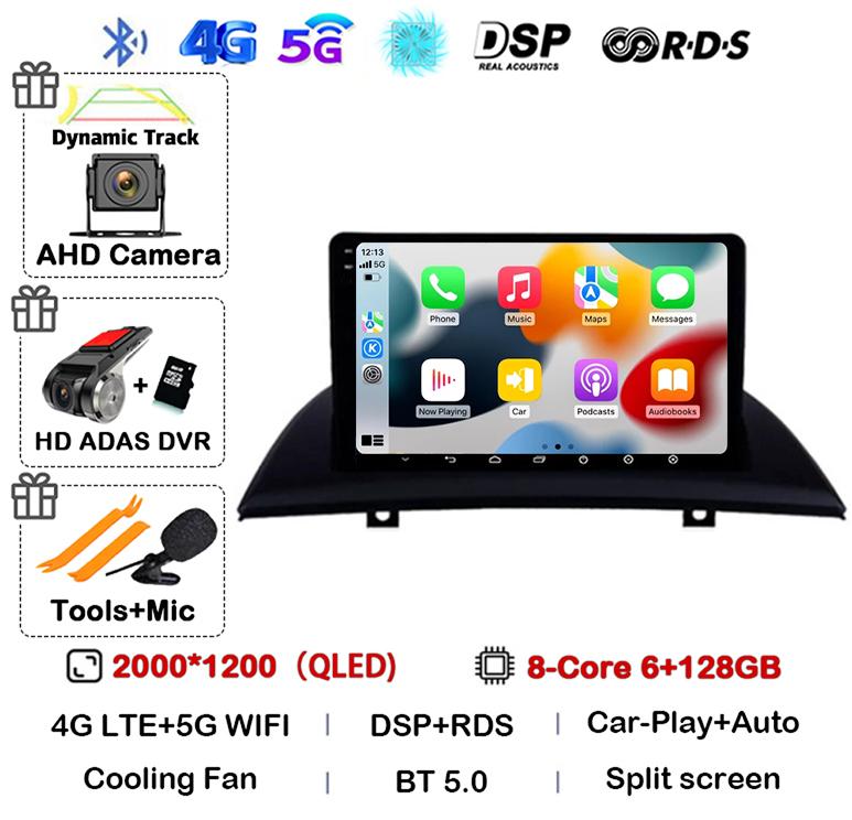 Android 14 Carplay Auto Car Radio For BMW X3 E83 2004 2005-2007-2009 2010 2011 2012 Multimedia Stereo Video Player GPS 4G WIFI