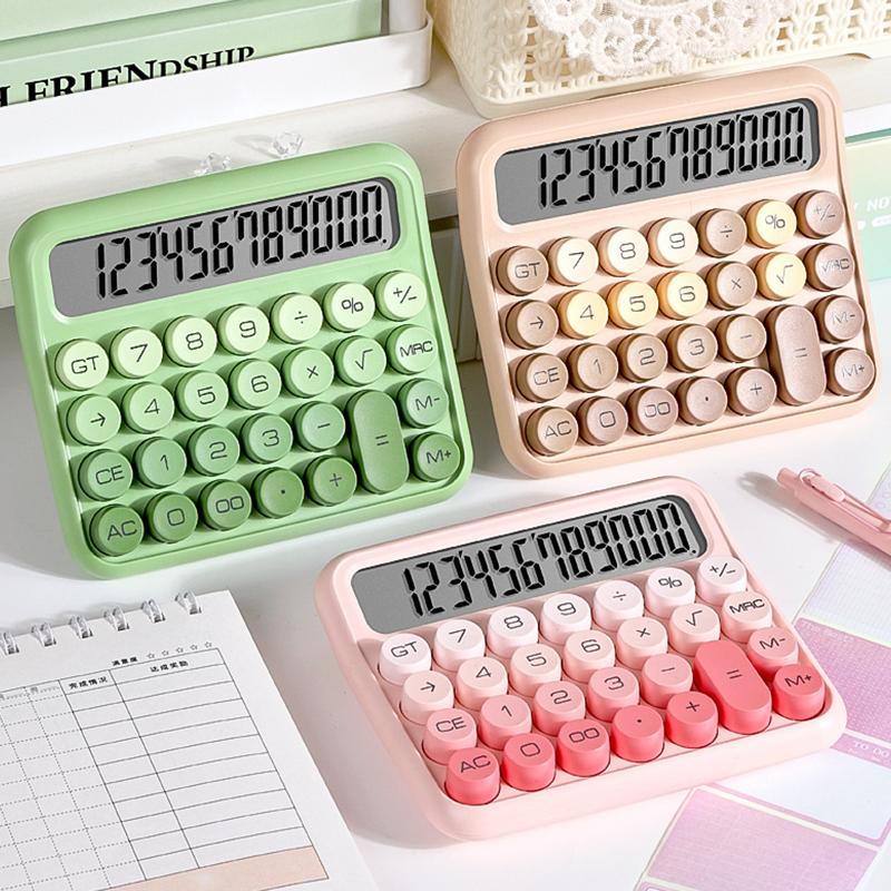 Mekanik Tuşlar Retro Daktilo Hesap Makinesi Kırtasiye Büyük Ekran Vintage Gradyan Renkli Hesap Makinesi Kullanımı Kolay Taşınabilir
